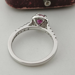 Platinum Natural Diamond And Ruby 0.5ct Halo Ring