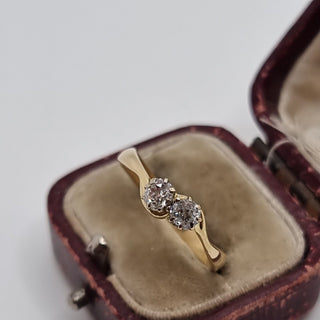 Edwardian 18ct Old Cut Diamond Toi Et Moi Crossover Ring 0.45ct