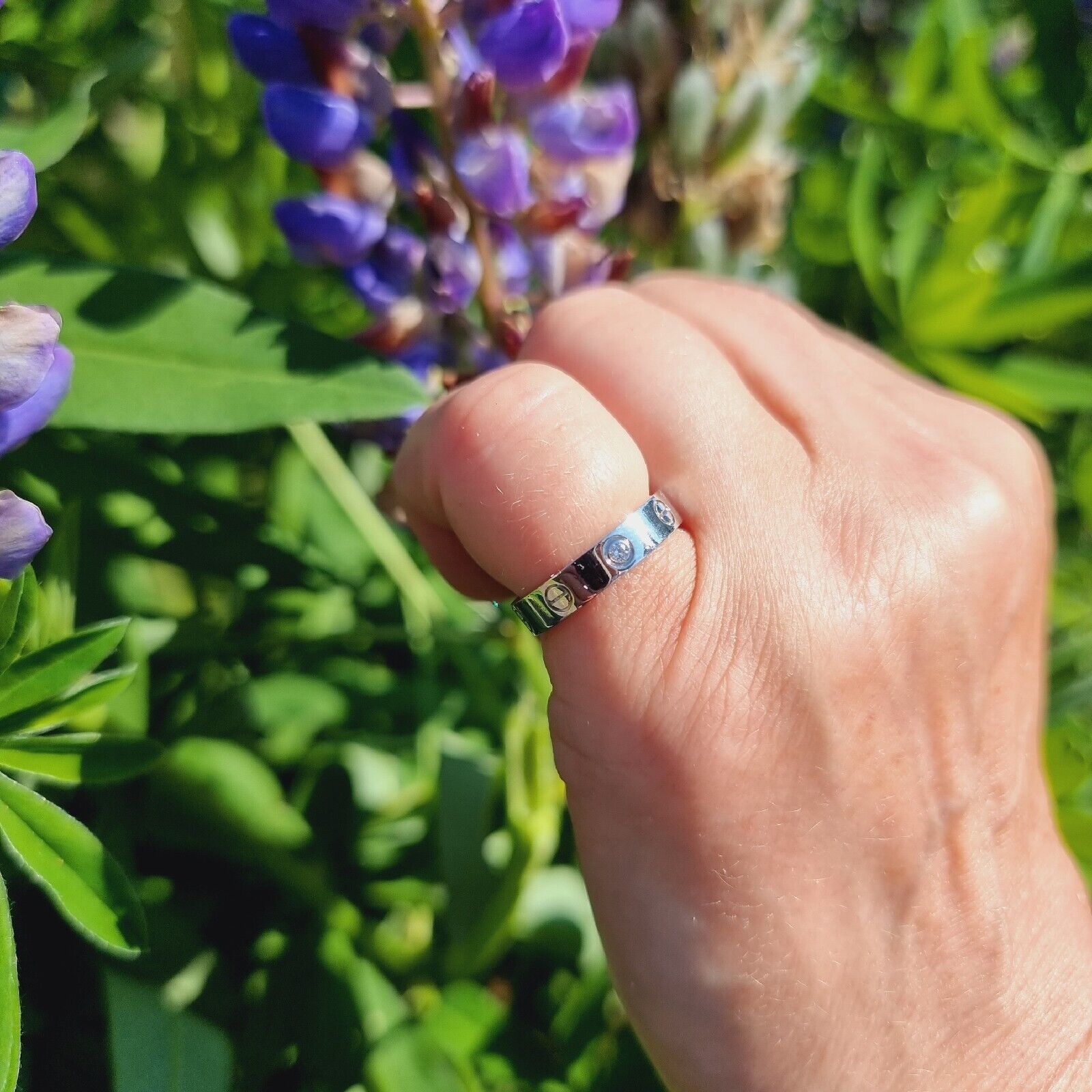 18ct White Gold Diamond Cartier Love Ring Size 51 18k 750 4mm Band