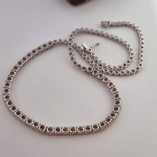 9ct White Gold 3ct Diamond Cluster Tennis Choker Necklace Chain