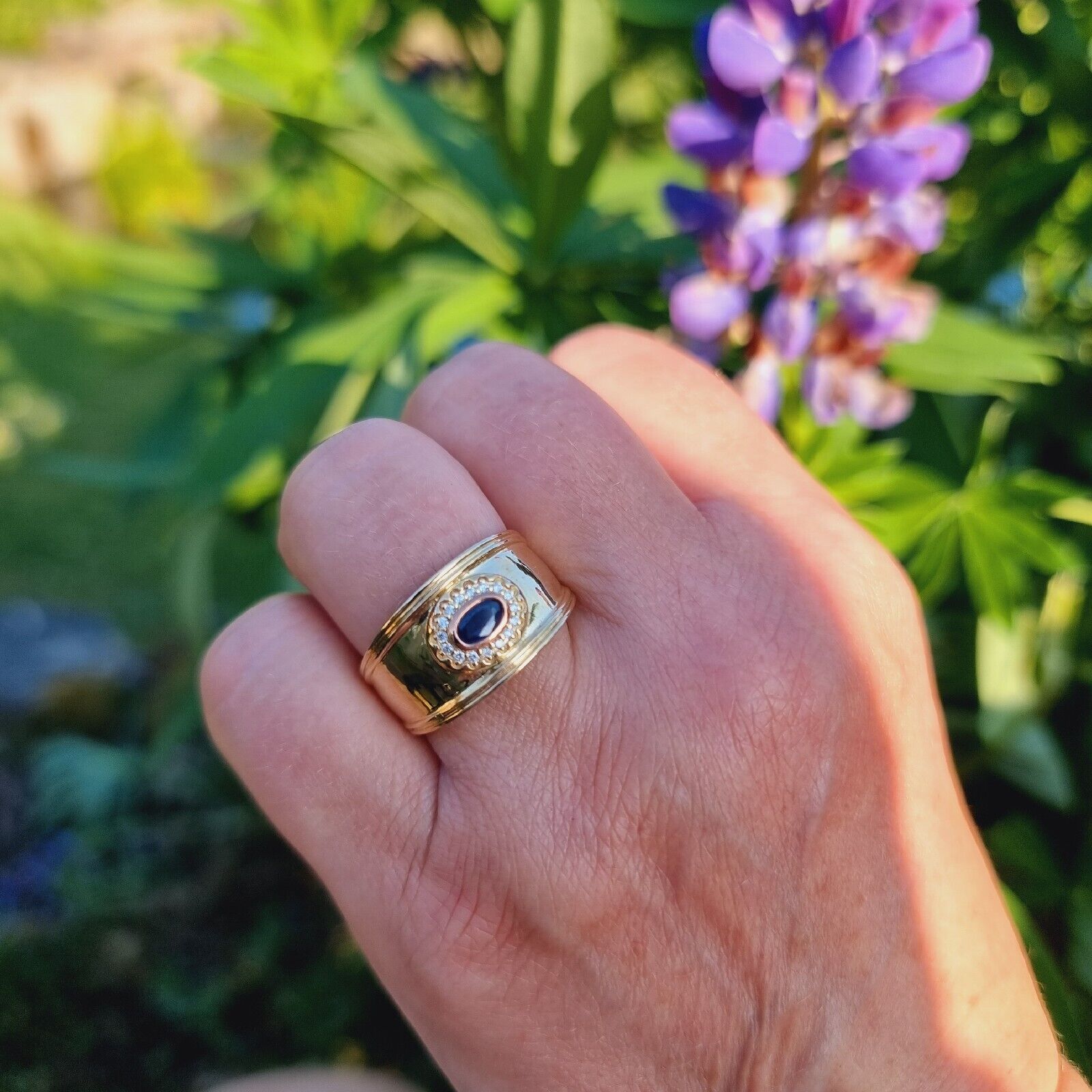 9ct Yellow Gold Clogau Princess Diana Diamond And Sapphire Band