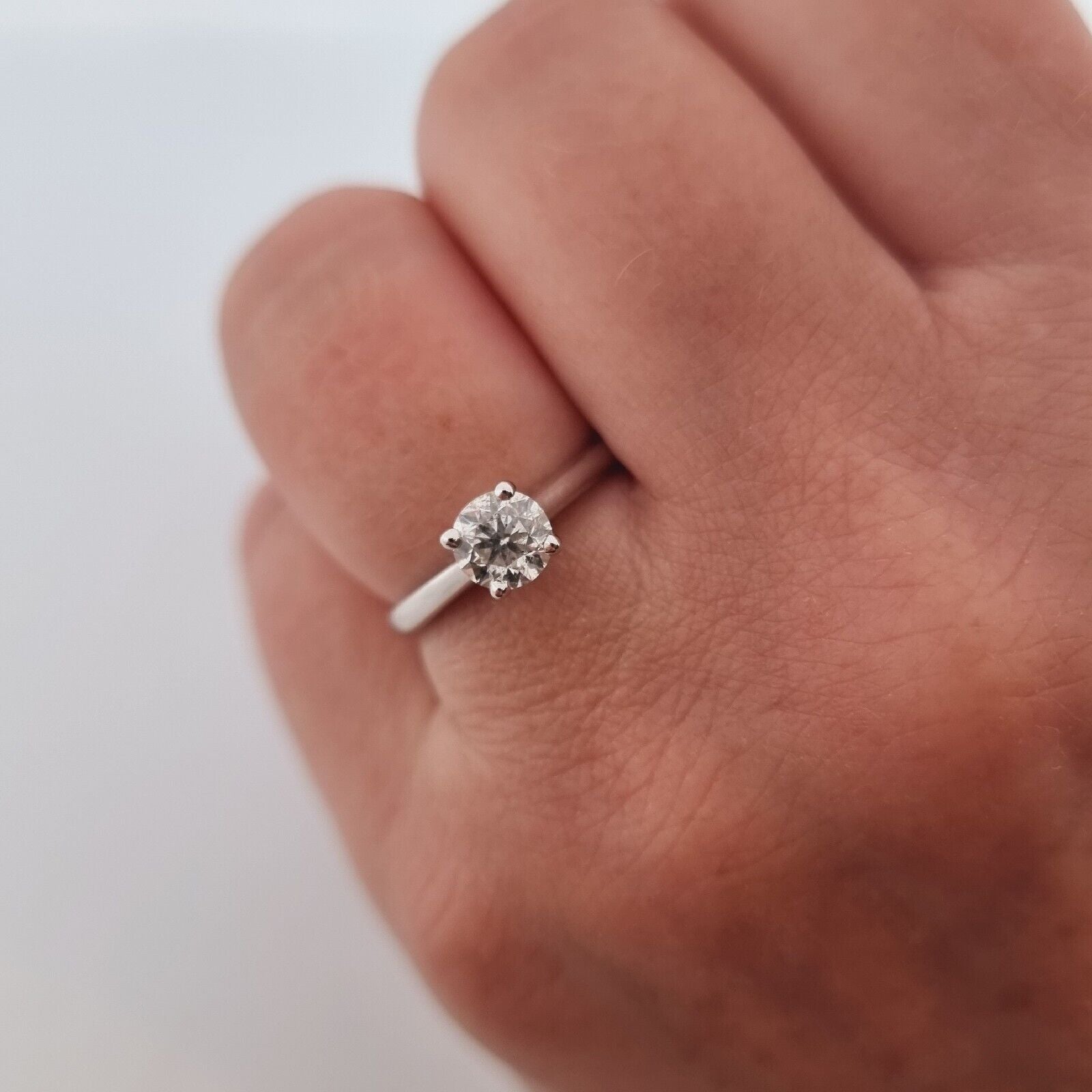 14ct White Gold Diamond Solitaire Ring 14k 585 Brilliant