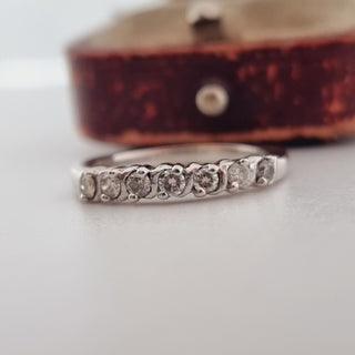 18ct White Gold Diamond Fancy Half Eternity Band Ring