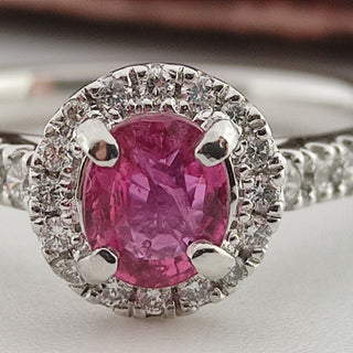 Platinum Natural Diamond And Ruby 0.5ct Halo Ring