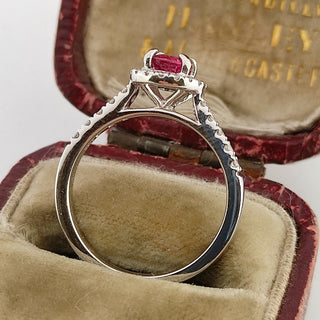 Platinum Natural Diamond And Ruby 0.5ct Halo Ring