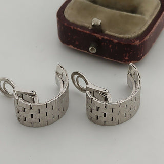 Vintage 9ct White Gold Designer Style Watch Bracelet Wrap Around Hoop Earrings